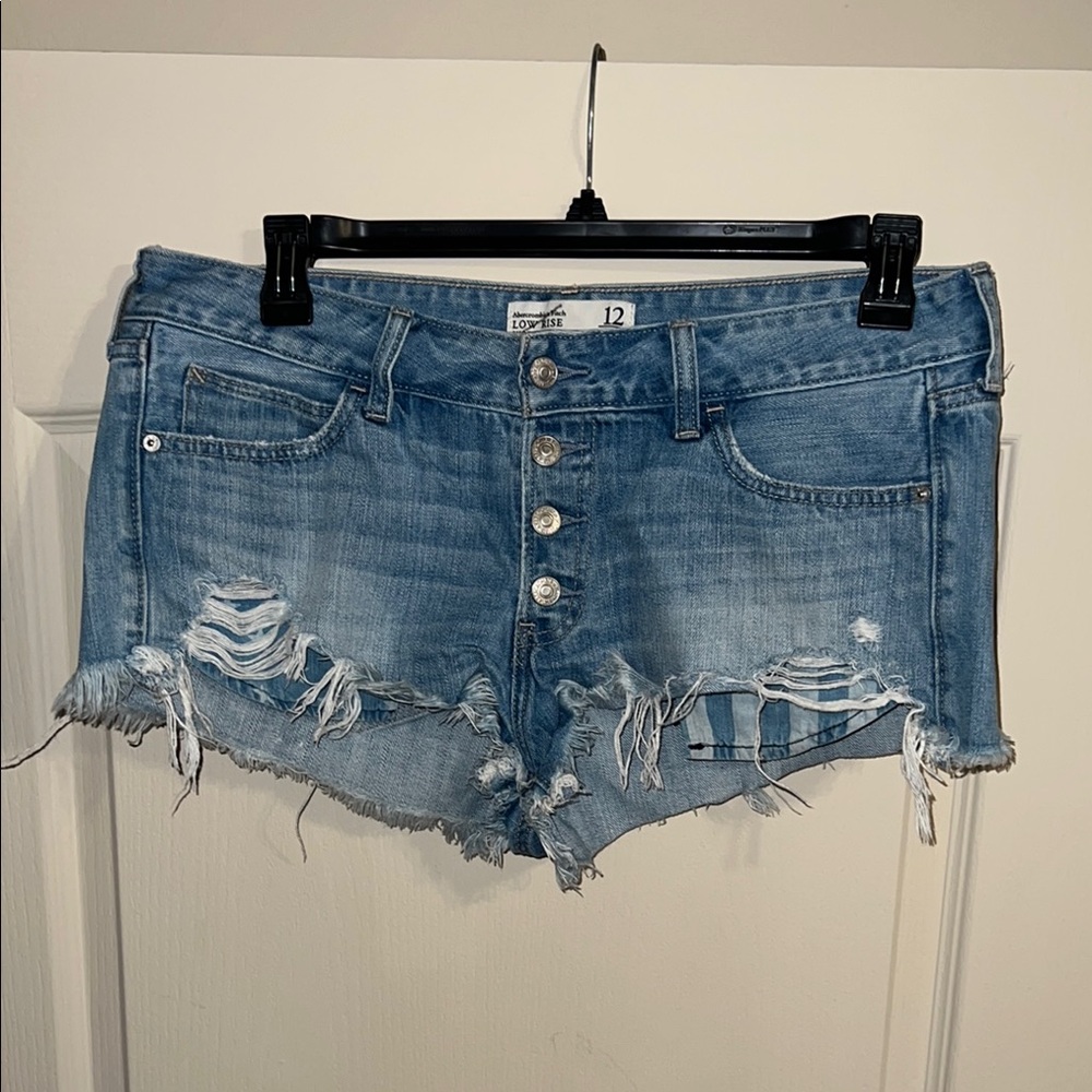 Abercrombie & Fitch Blue Distressed Jean Shorts